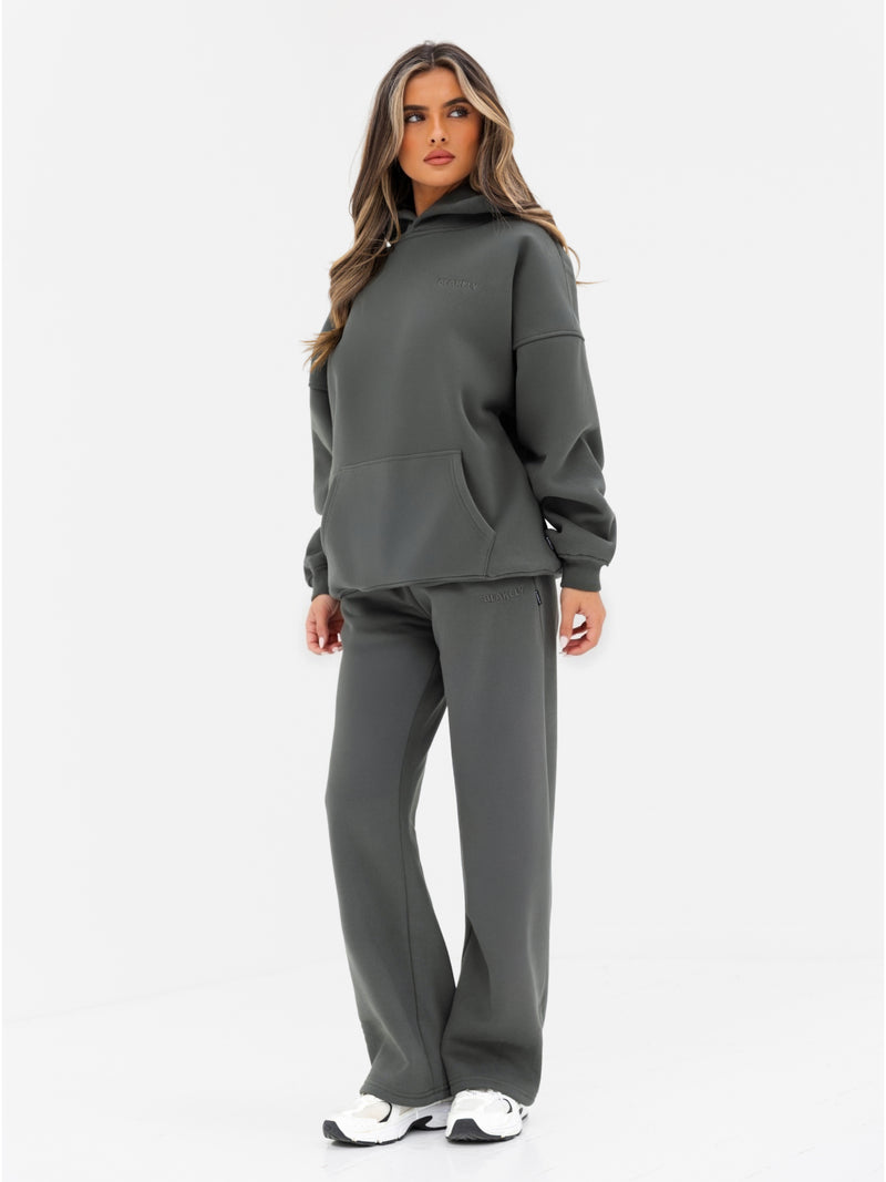 Kayla Wide Leg Sweatpants - Khaki Grey
