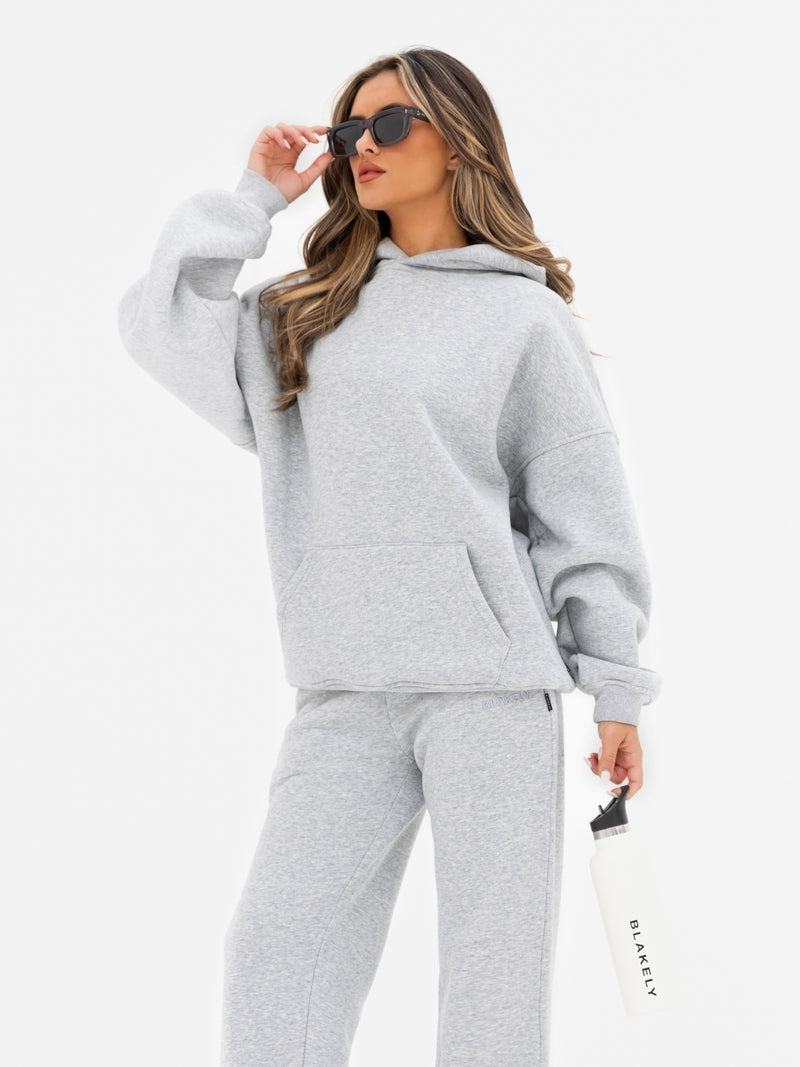 Kayla Wide Leg Sweatpants - Marl Grey