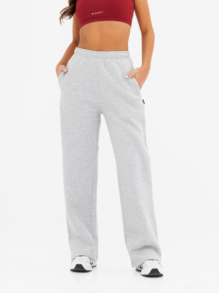 Kayla Wide Leg Sweatpants - Marl Grey