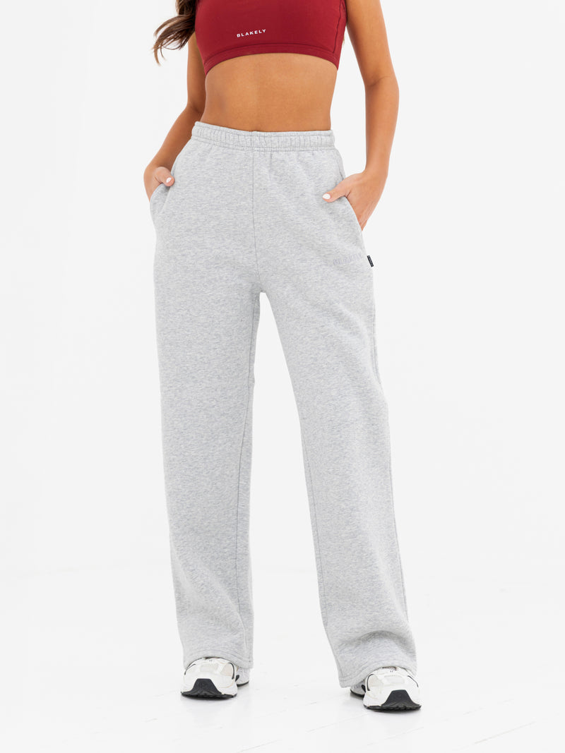 Kayla Wide Leg Sweatpants - Marl Grey