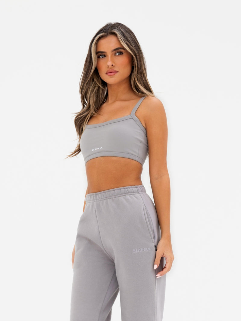 Kayla Wide Leg Sweatpants - Mid Grey