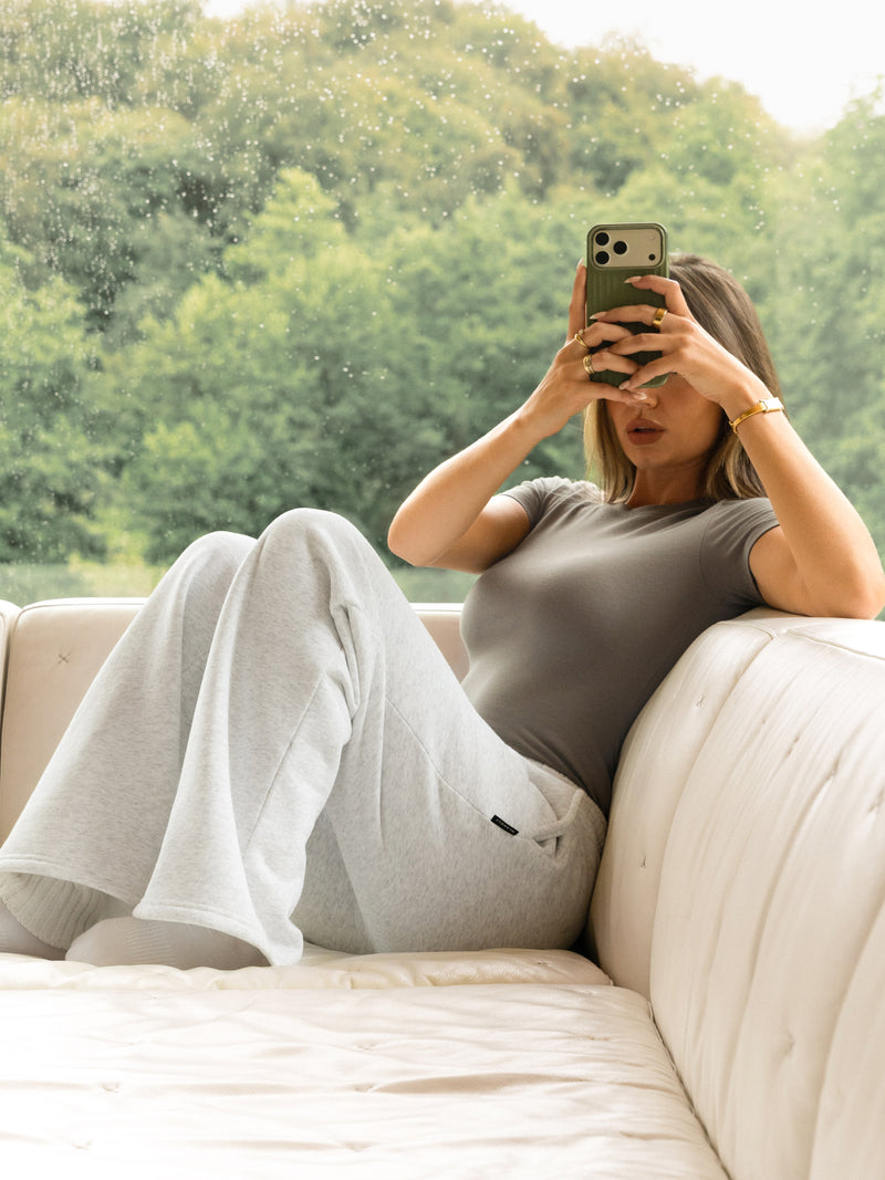 Isabel Cuffed Sweatpants - Marl White