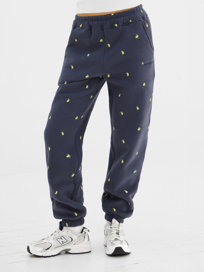 Rhea Lemon Print Cuffed Sweatpants - True Navy