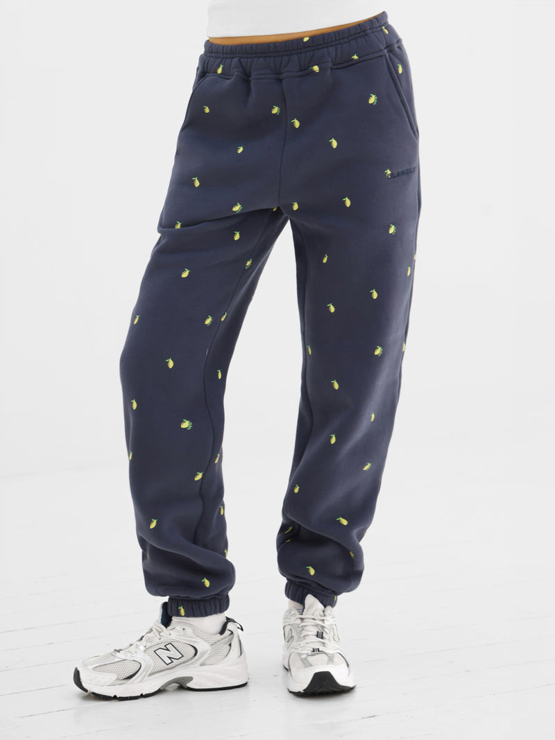 Rhea Lemon Print Cuffed Sweatpants - True Navy