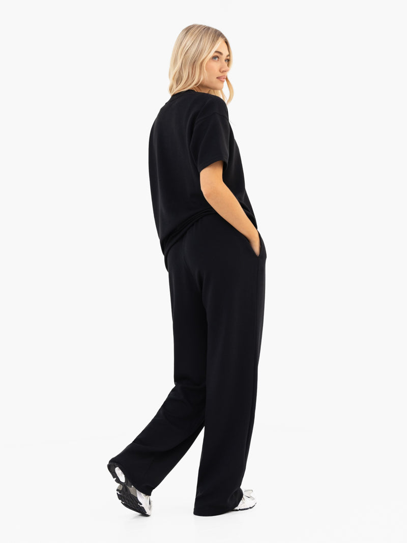 Soft Waffle Oversized T-Shirt - Black