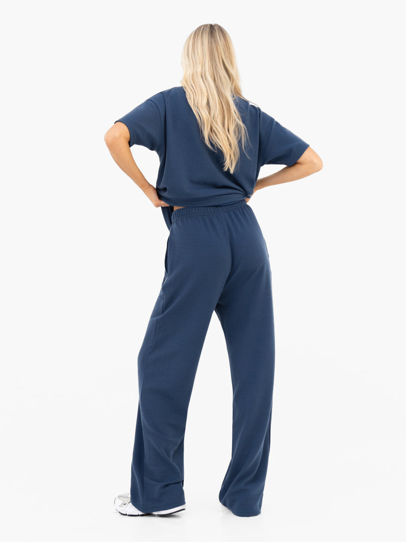 Soft Waffle Oversized T-Shirt - Blue