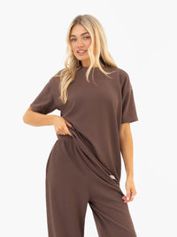 Soft Waffle Oversized T-Shirt - Brown