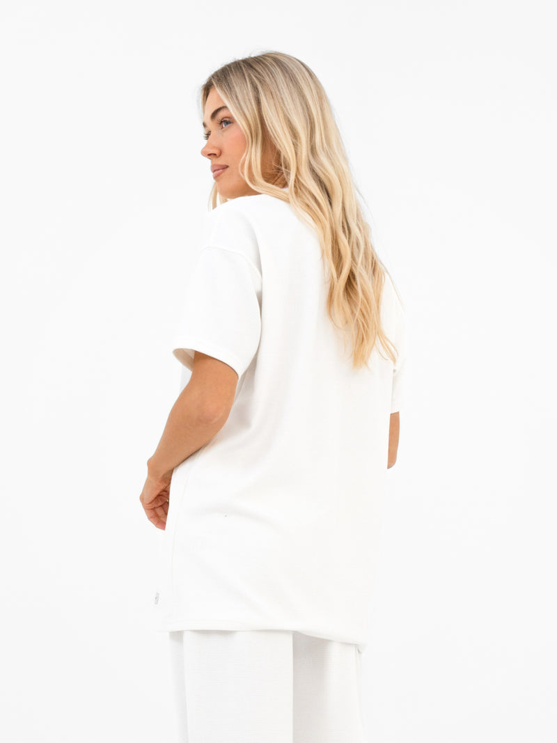 Soft Waffle Oversized T-Shirt - Off White