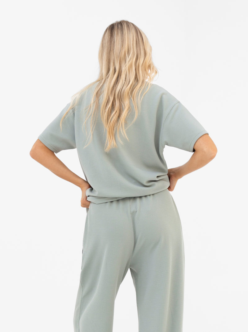 Soft Waffle Oversized T-Shirt - Sage Green