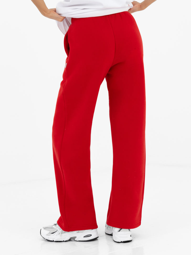 Esme Wide Leg Sweatpants - Hot Red