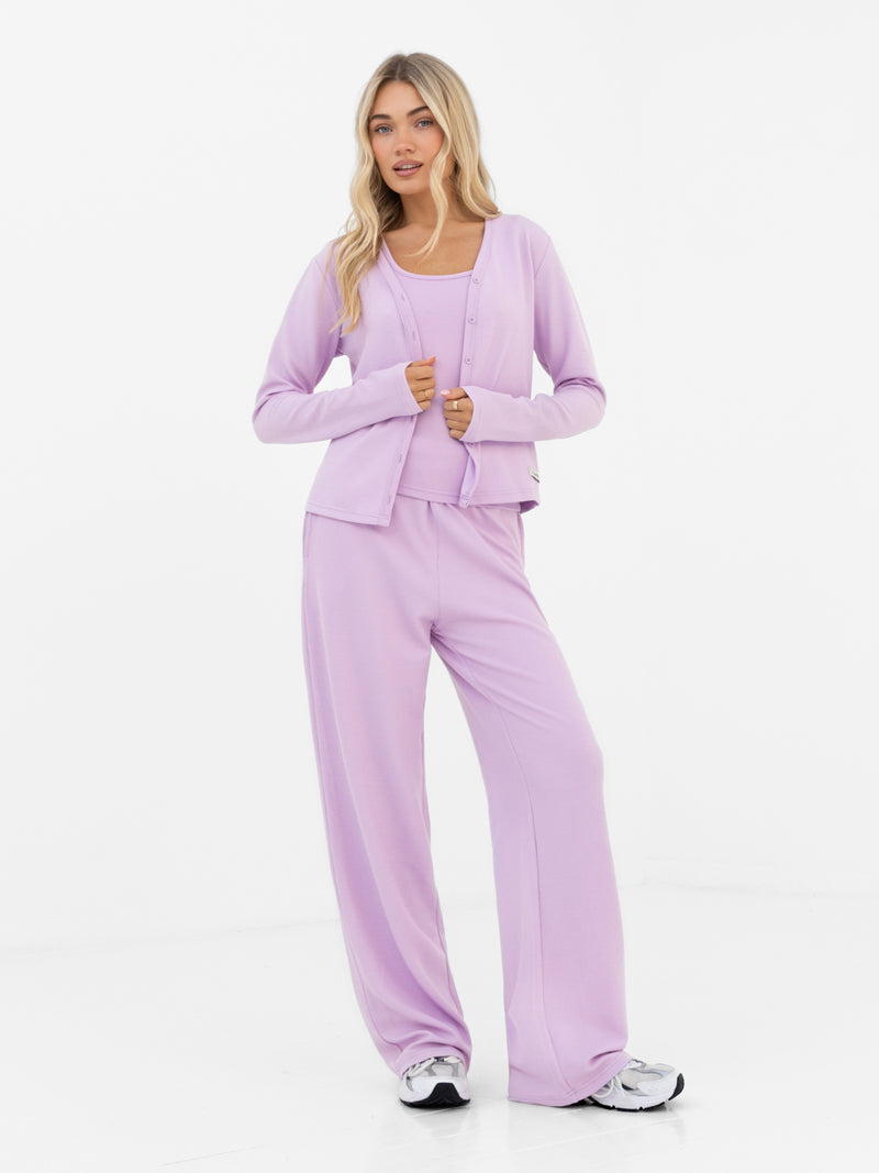 Soft Waffle Cardigan - Purple