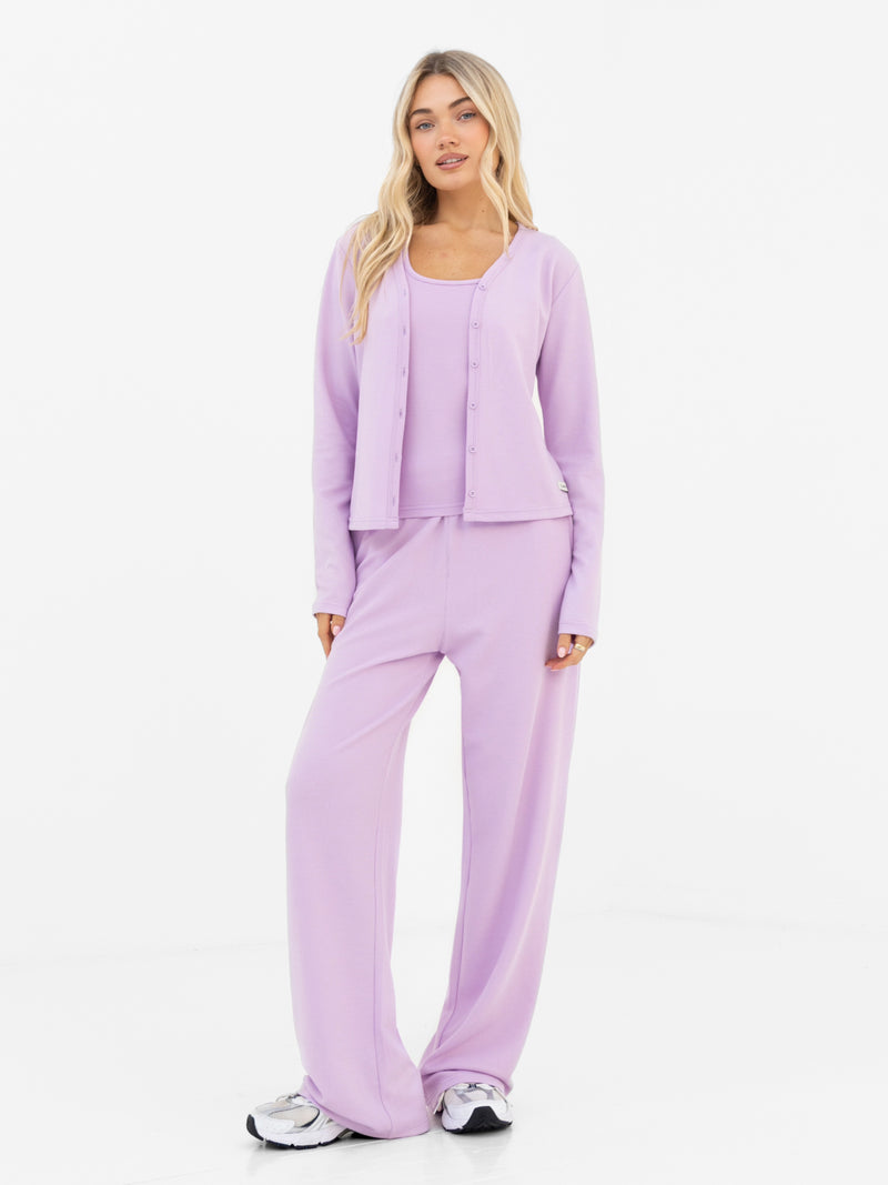 Soft Waffle Cardigan - Purple