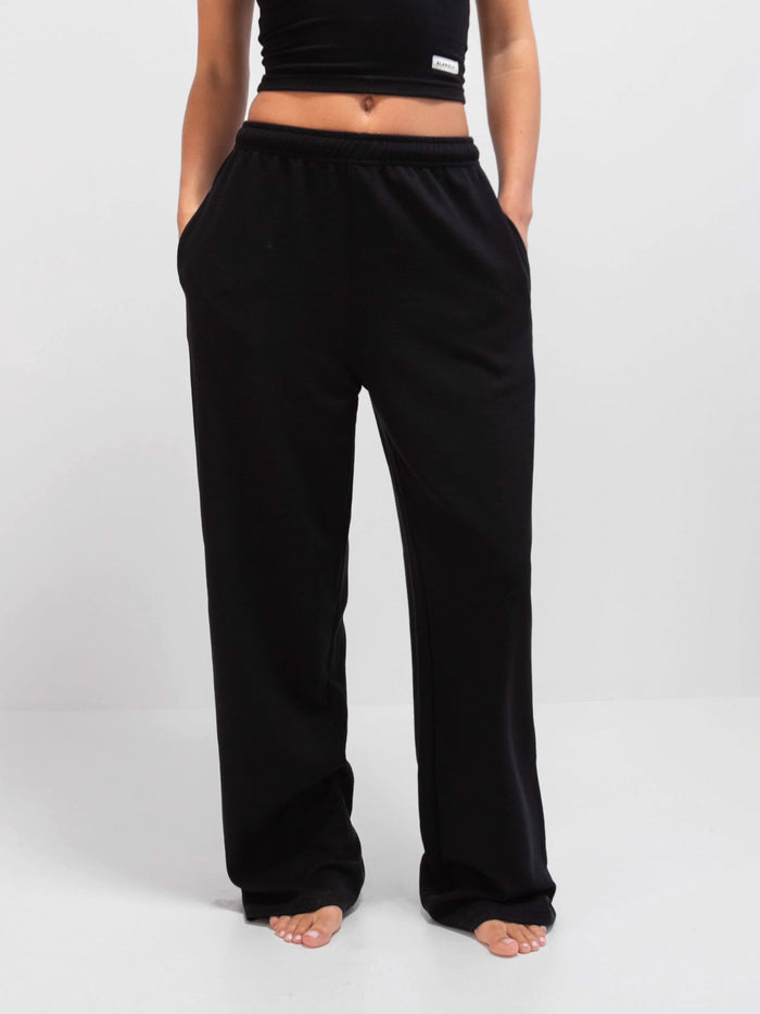 Soft Waffle Trousers - Black