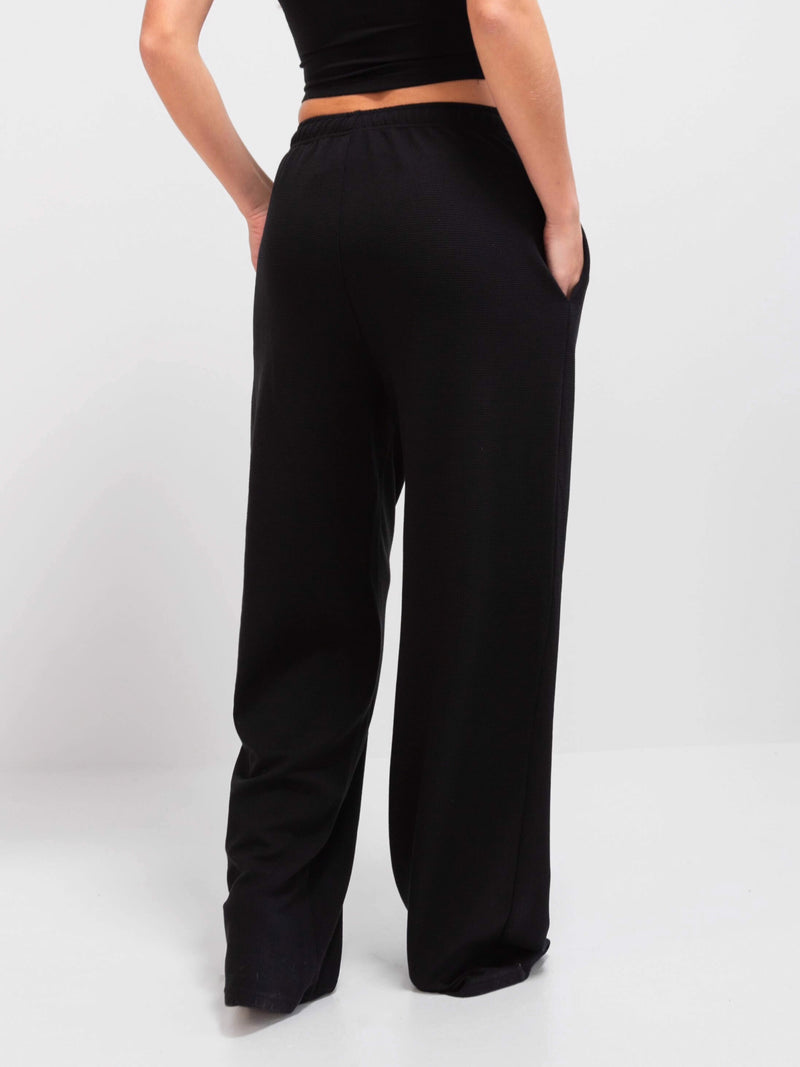 Soft Waffle Trousers - Black