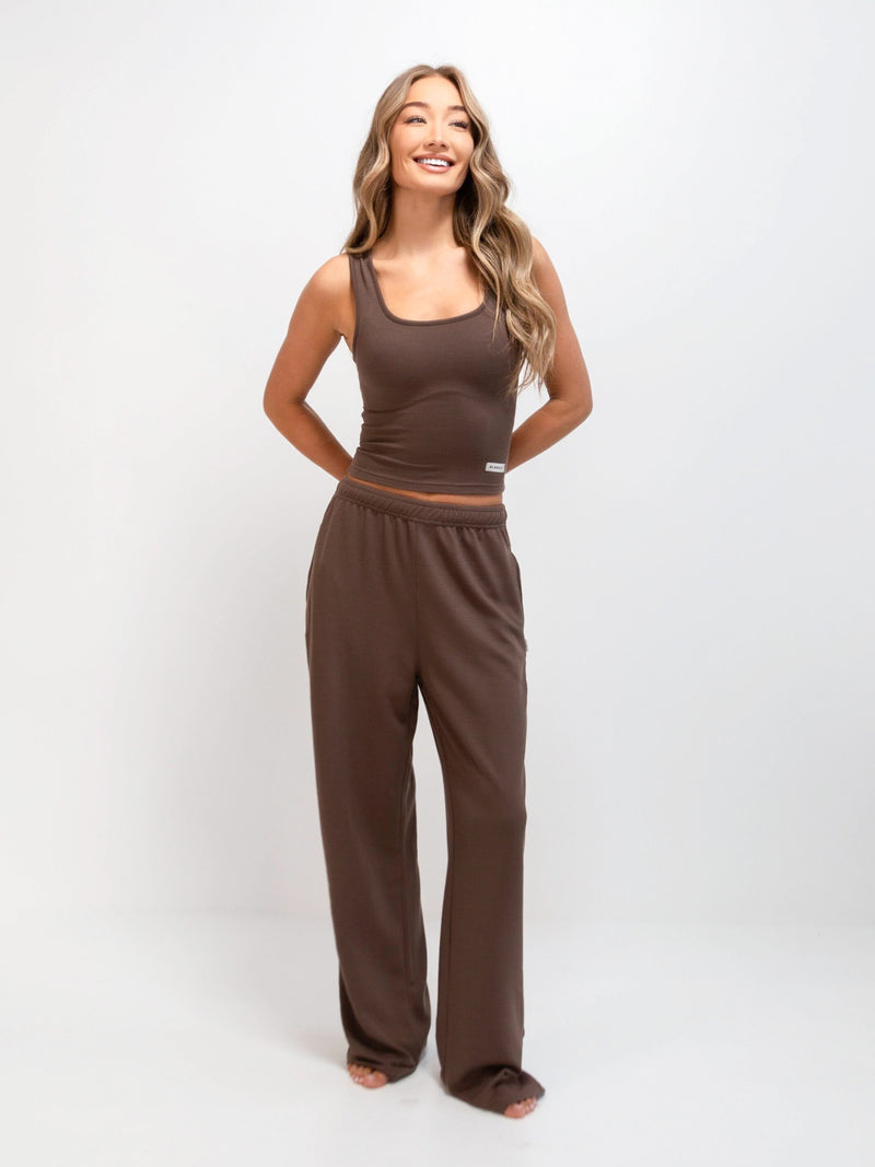 Soft Waffle Trousers - Brown