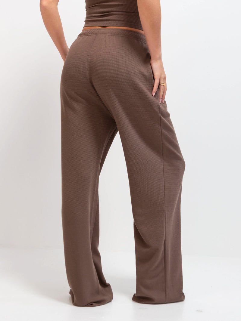 Soft Waffle Trousers - Brown