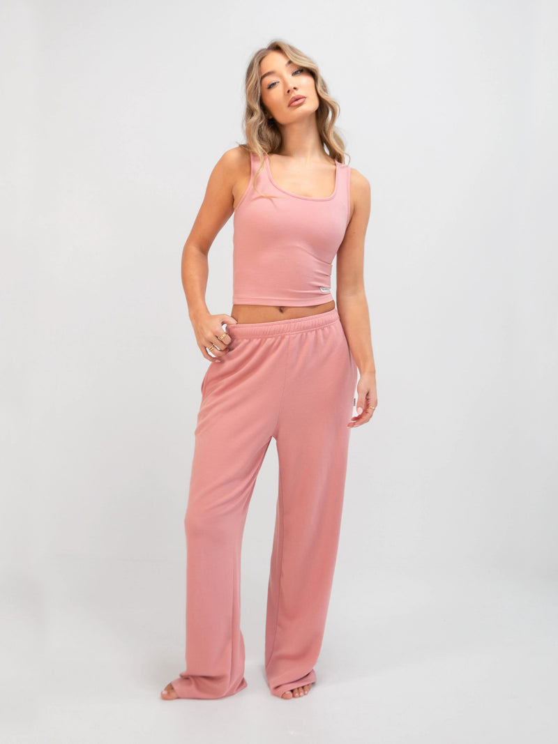 Soft Waffle Trousers - Rose Pink