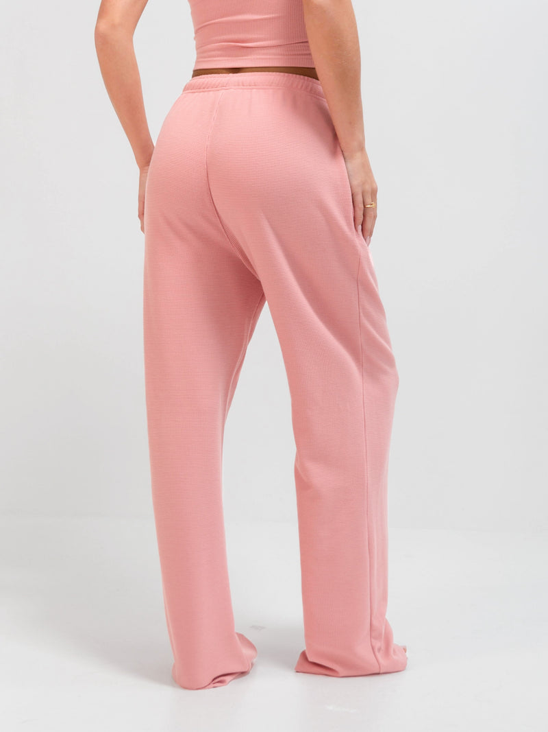 Soft Waffle Trousers - Rose Pink