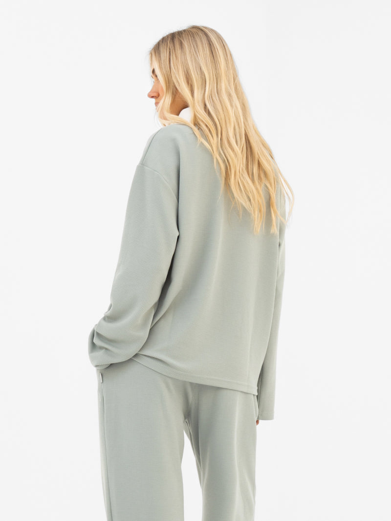 Soft Waffle Rugby Shirt - Sage Green