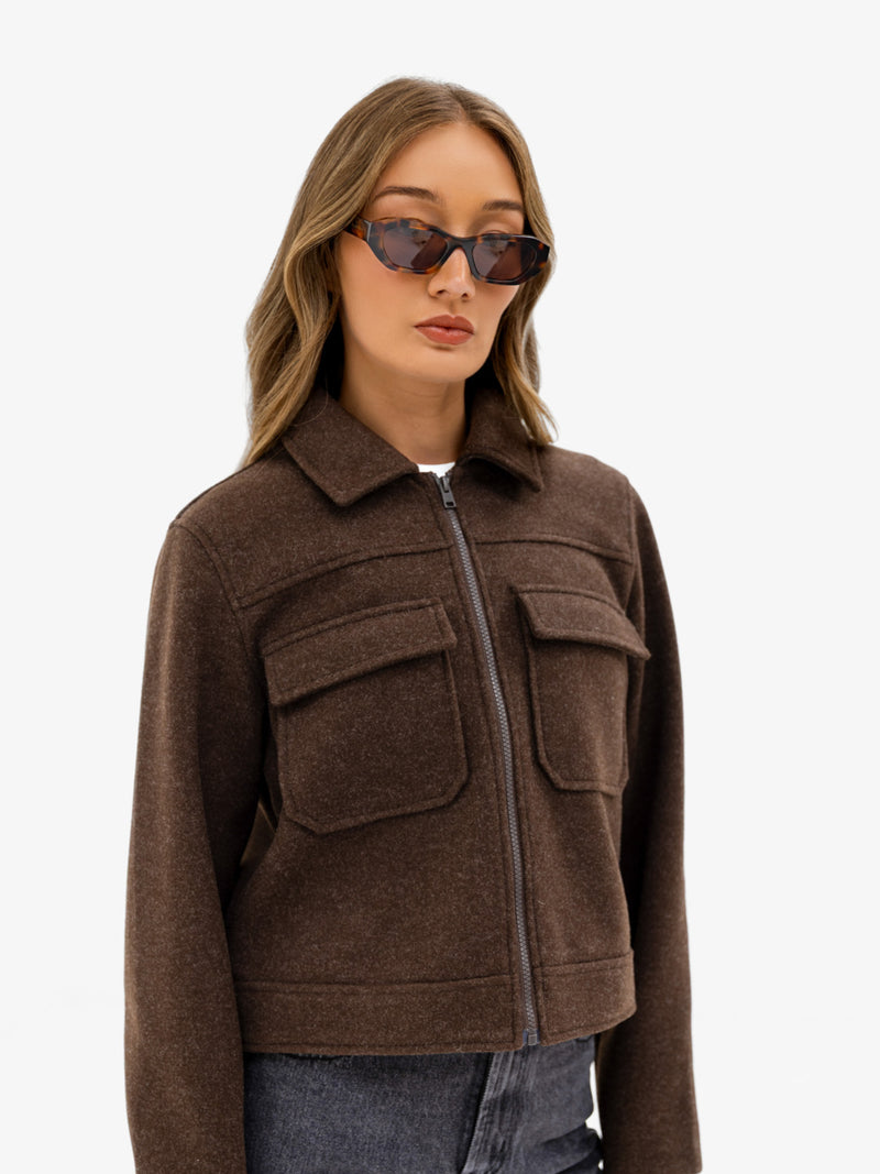 Ellie Zip Up Jacket - Brown