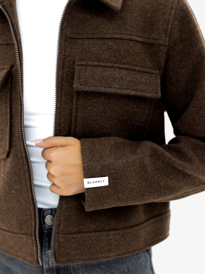 Ellie Zip Up Jacket - Brown
