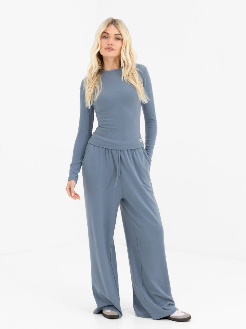 Ebony Long Sleeve Top - Dusty Blue