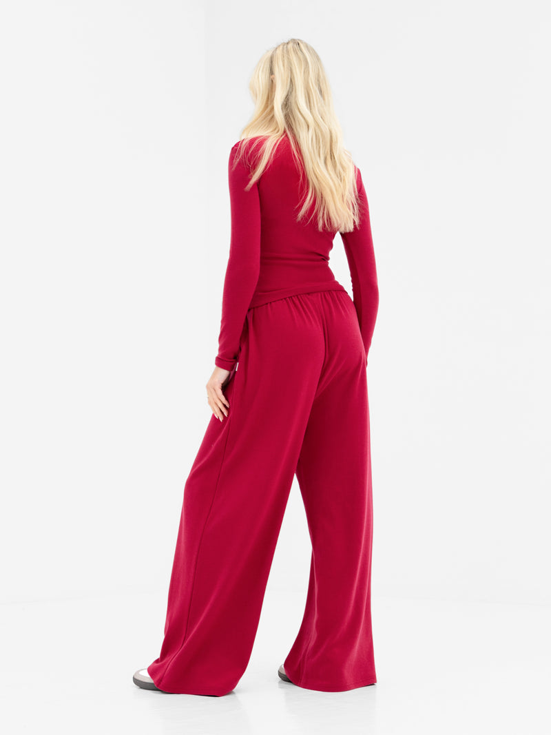 Ebony Long Sleeve Top - Deep Raspberry