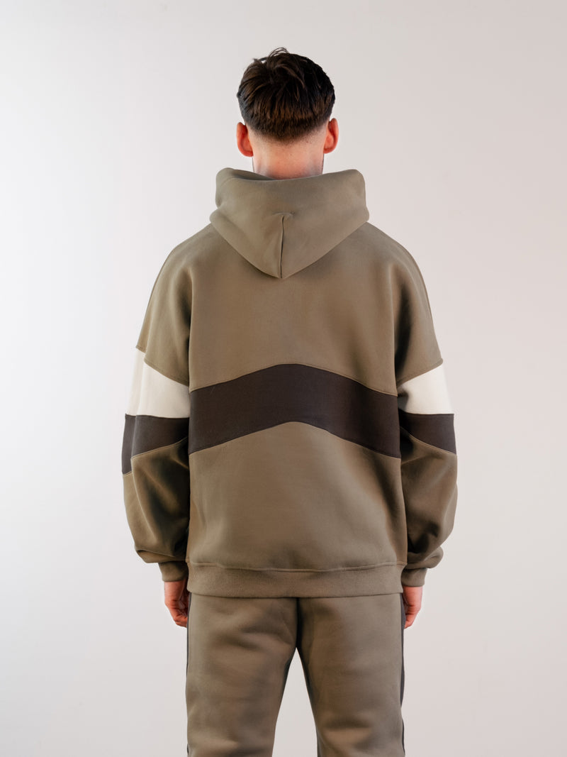 Panel Relaxed Hoodie - Safari Green