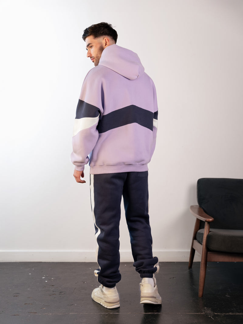 Panel Relaxed Hoodie - Violet