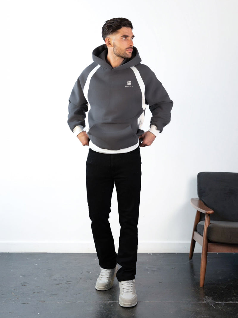 Classic Panel Relaxed Hoodie - Charcoal