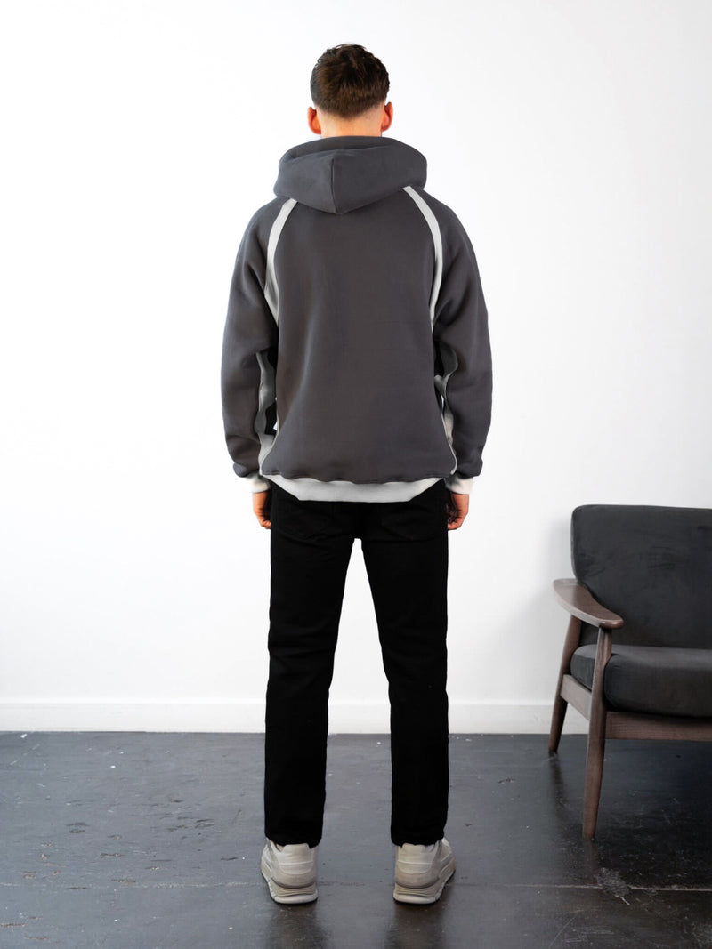 Classic Panel Relaxed Hoodie - Charcoal