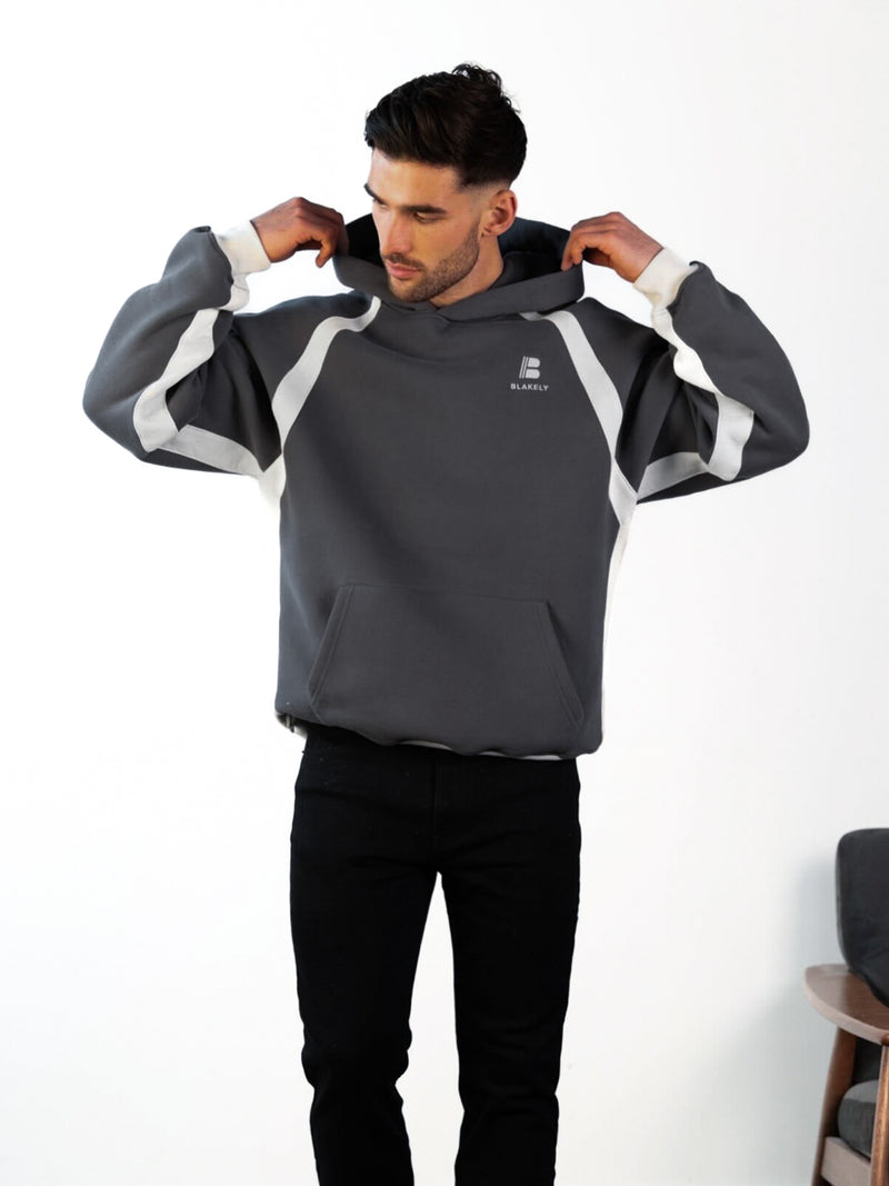 Classic Panel Relaxed Hoodie - Charcoal