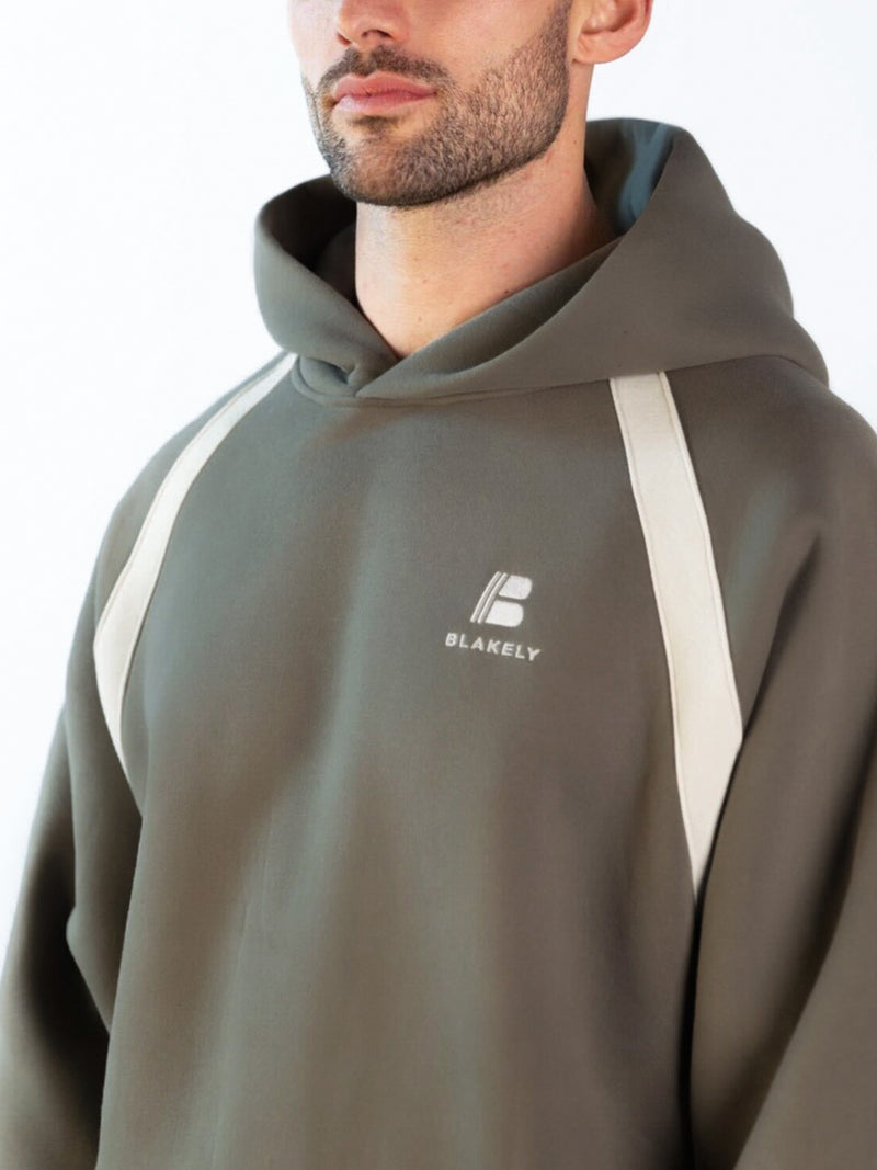 Classic Panel Relaxed Hoodie - Safari Green