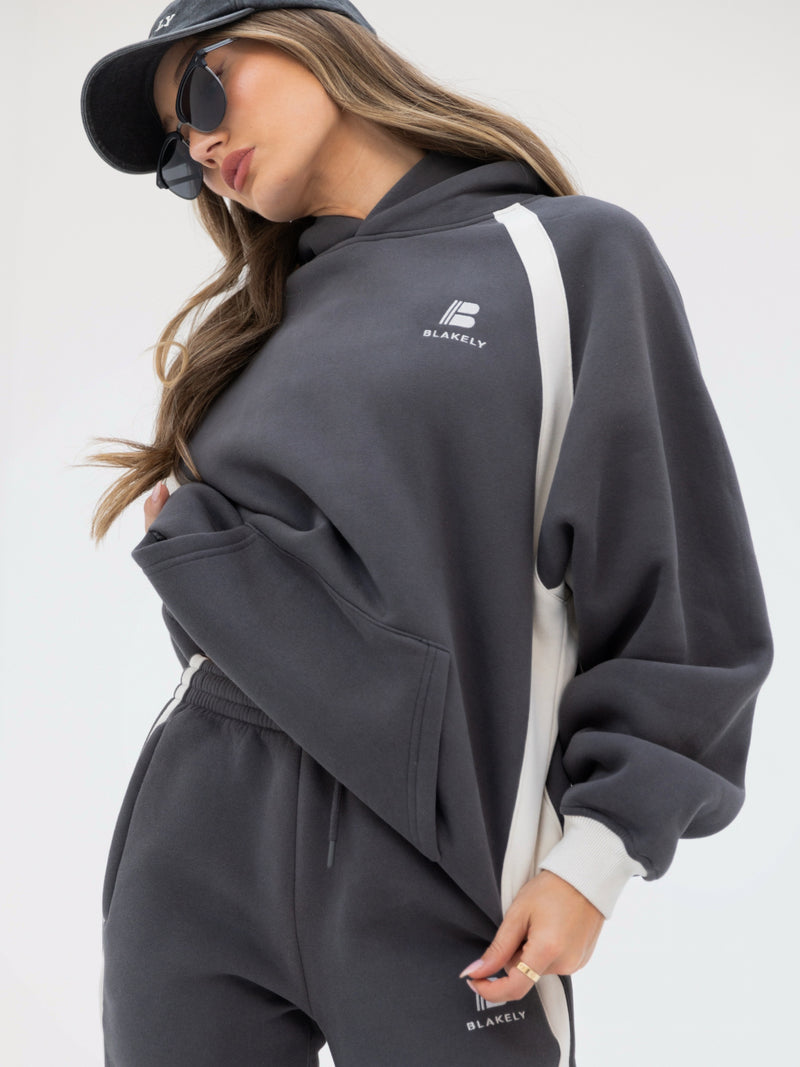 Classic Panel Oversized Hoodie - Charcoal