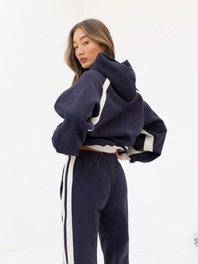 Classic Panel Oversized Hoodie - True Navy