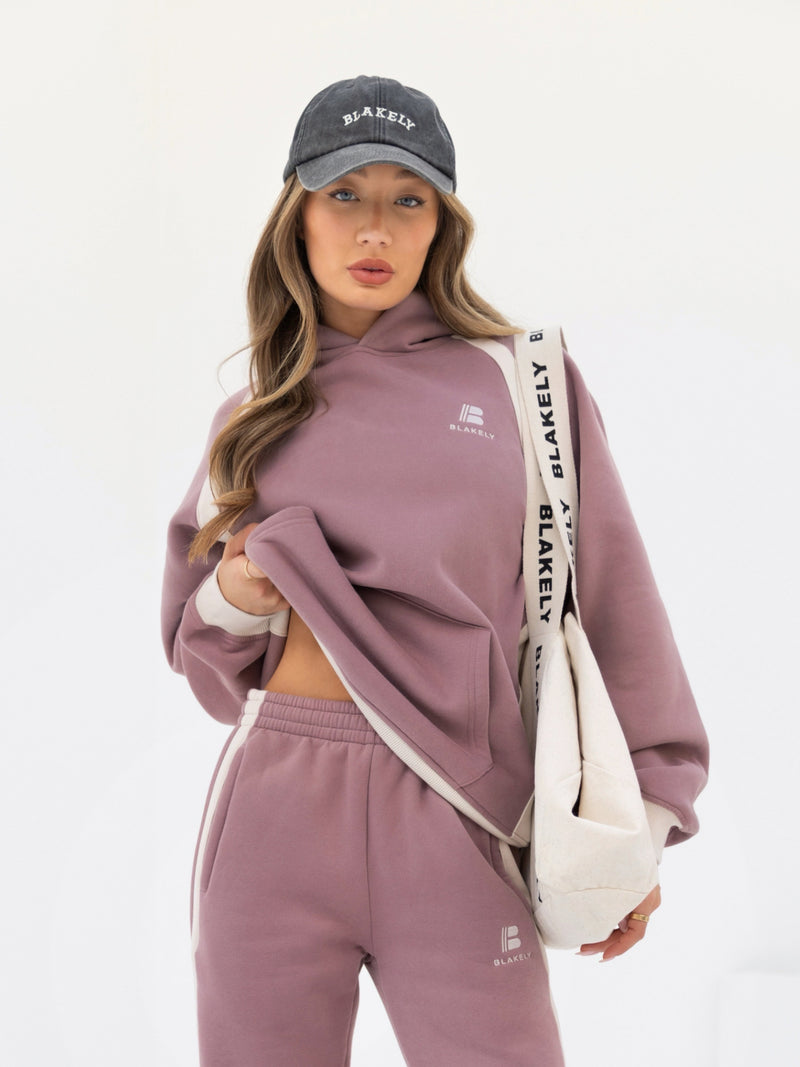 Classic Panel Oversized Hoodie - Dusty Pink