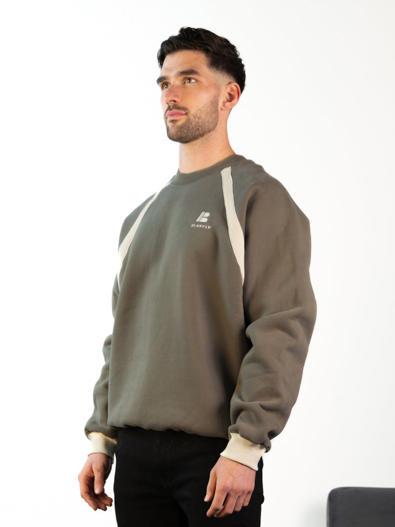 Classic Panel Relaxed Jumper - Safari Green