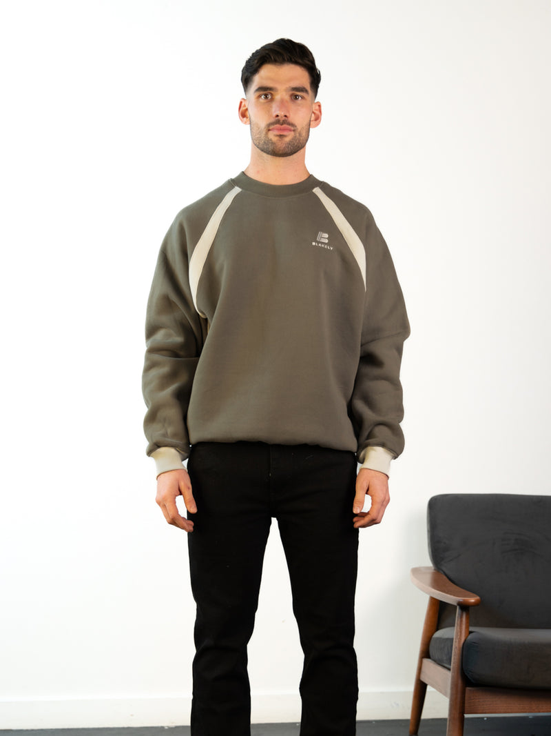 Classic Panel Relaxed Jumper - Safari Green