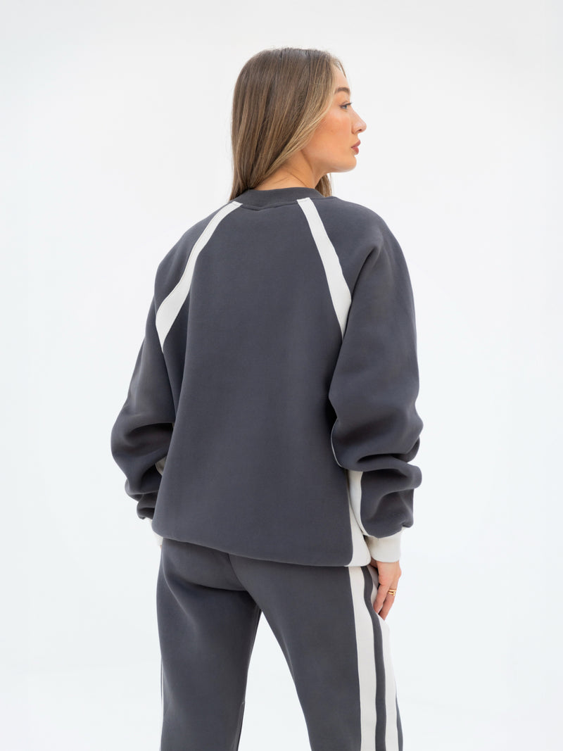 Classic Panel Oversized Jumper - Charcoal