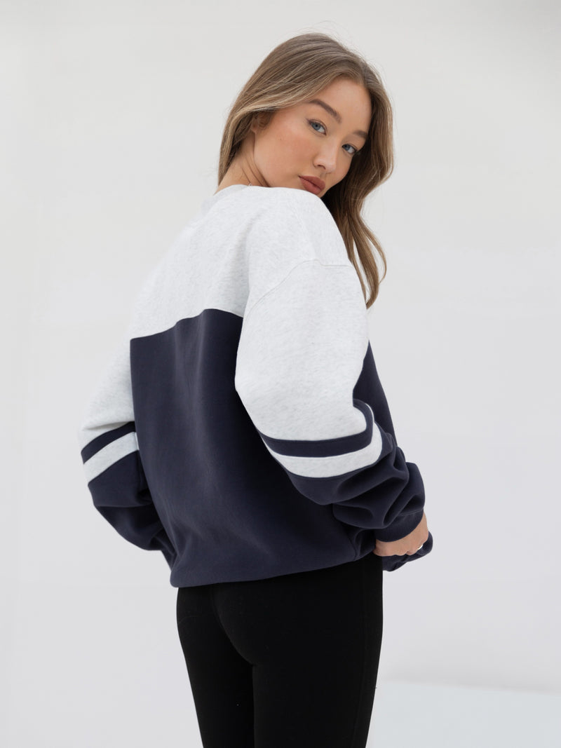 Curved Panel Oversized Jumper - True Navy