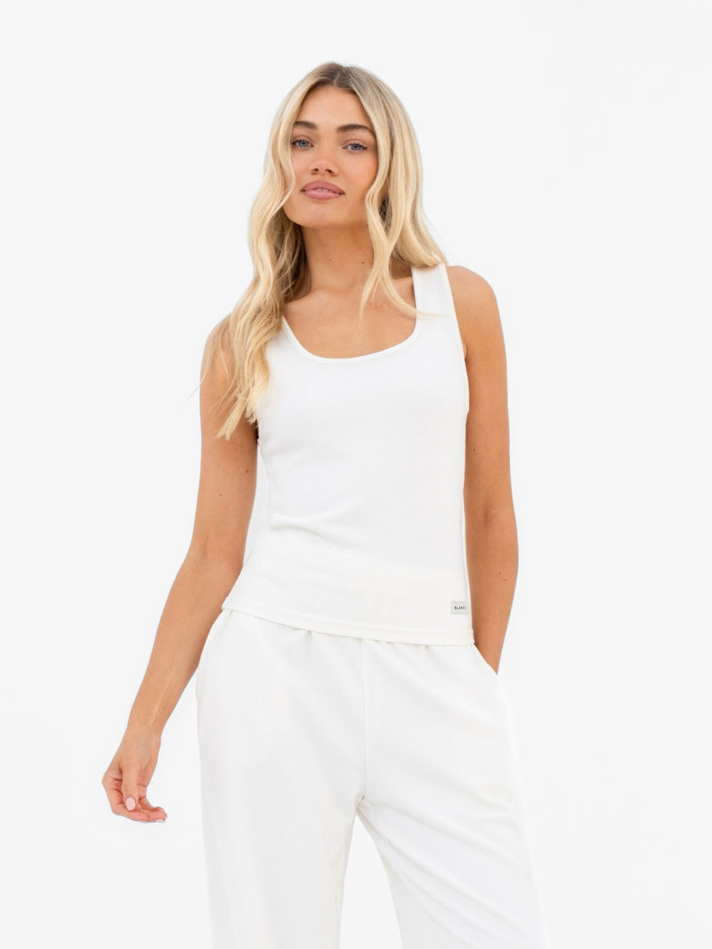 Soft Waffle Vest Top - Off White