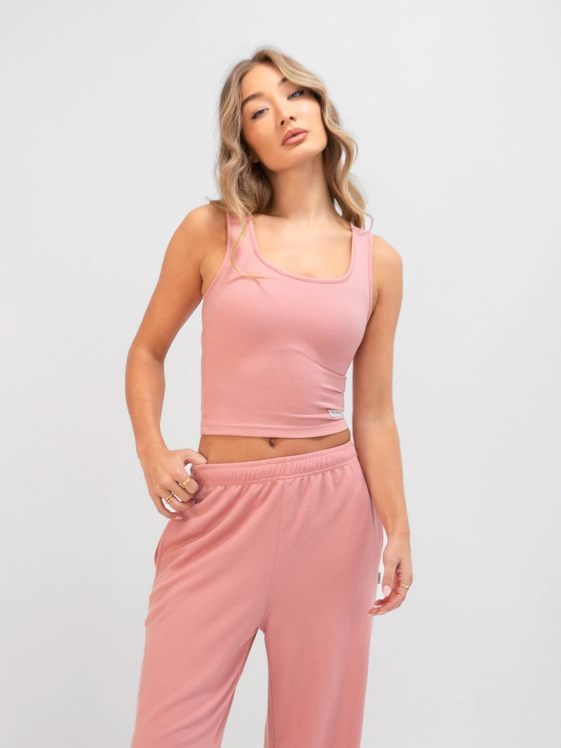 Soft Waffle Vest Top - Rose Pink