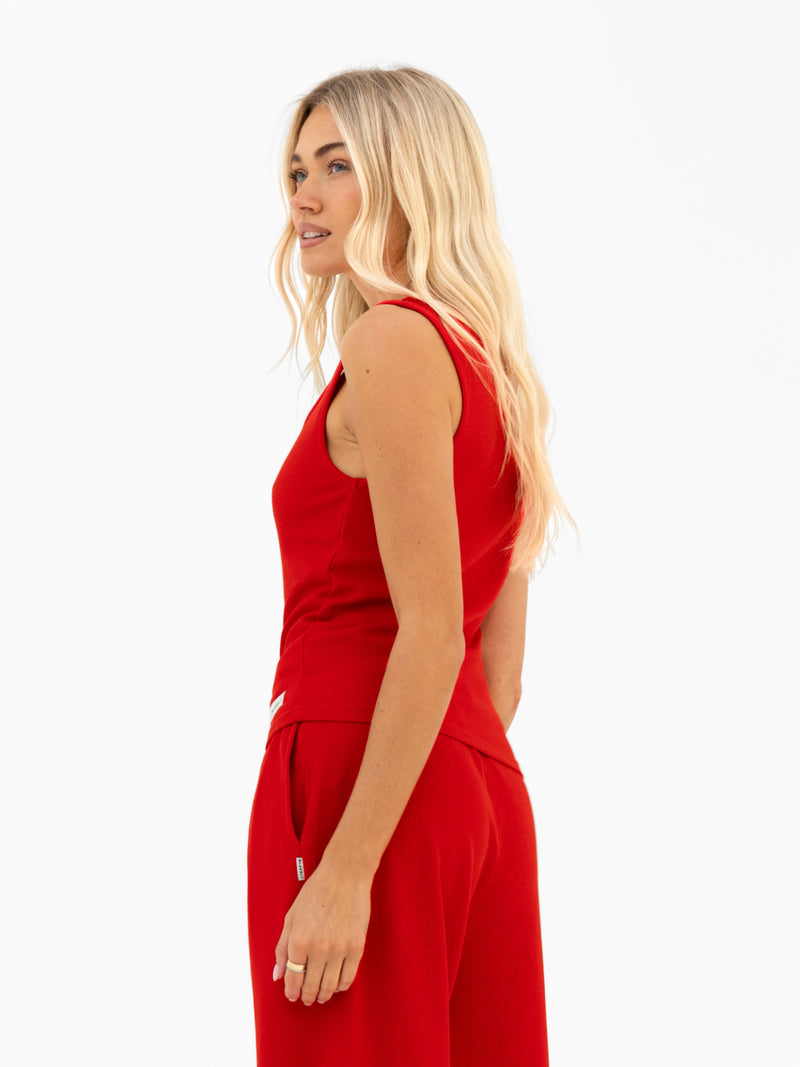Soft Waffle Vest Top - Red