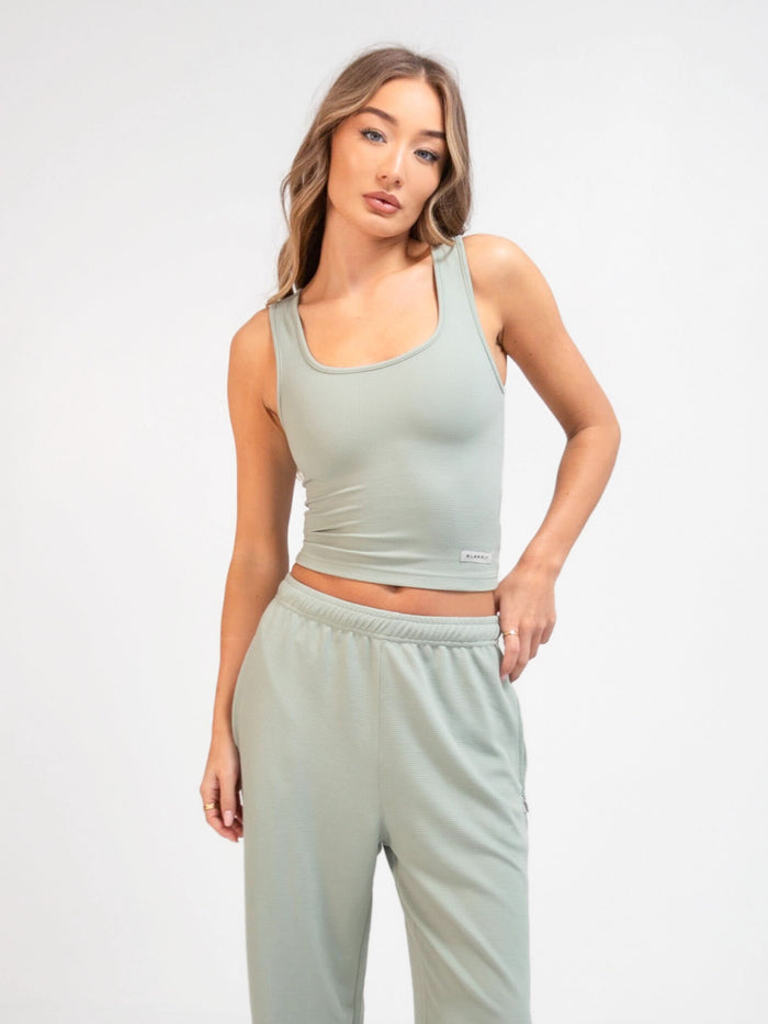 Soft Waffle Vest Top - Sage Green