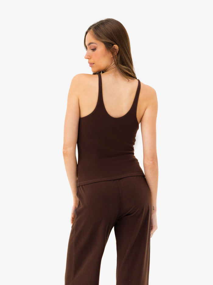 Nellie Vest Top - Dark Brown