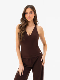 Nellie Vest Top - Dark Brown