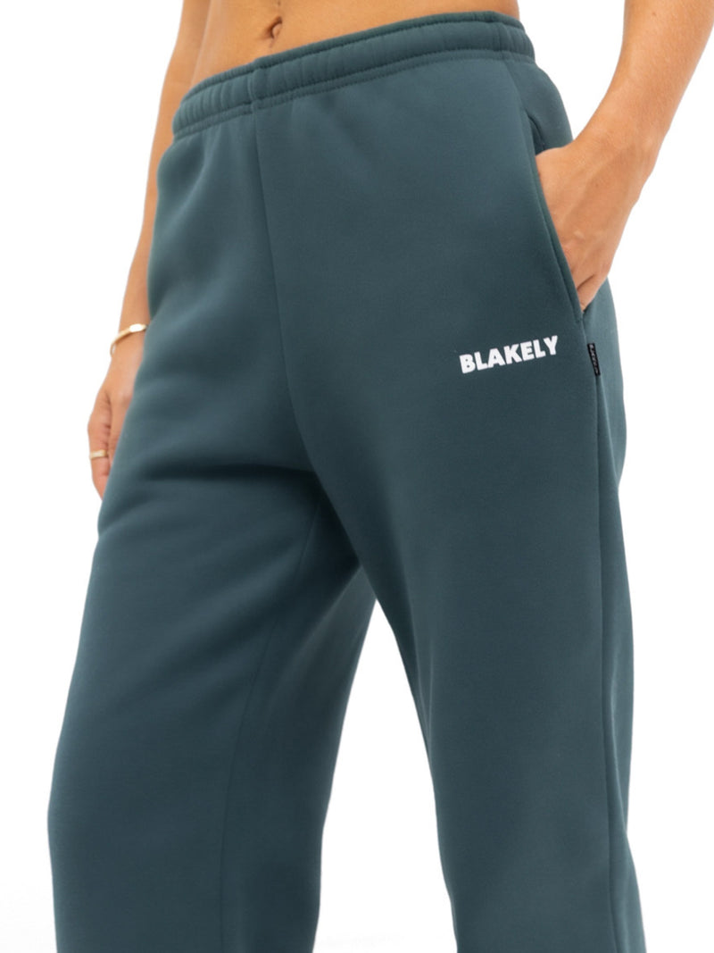 Amelie Wide Leg Sweatpants - Teal Green