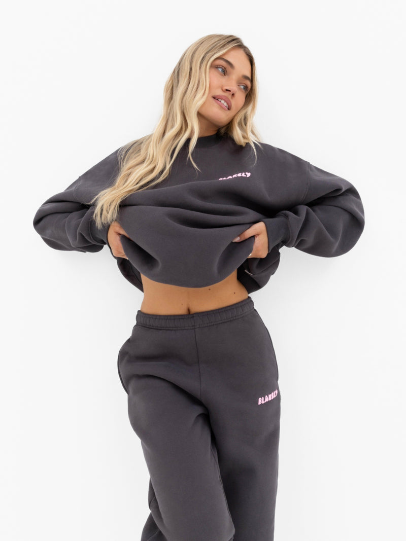 Cloud Print Oversized Jumper - Graphite