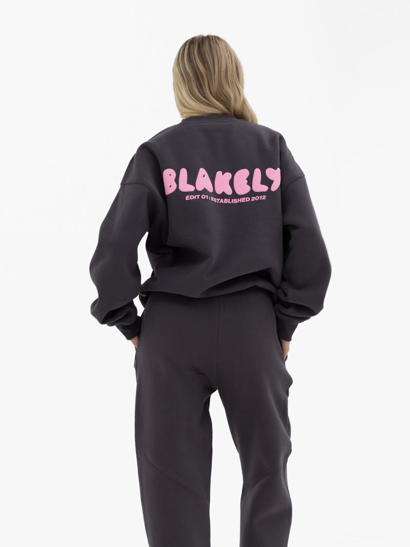 Cloud Print Oversized Jumper - Graphite