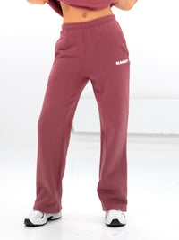 Cloud Print Wide Leg Sweatpants - Dark Pink
